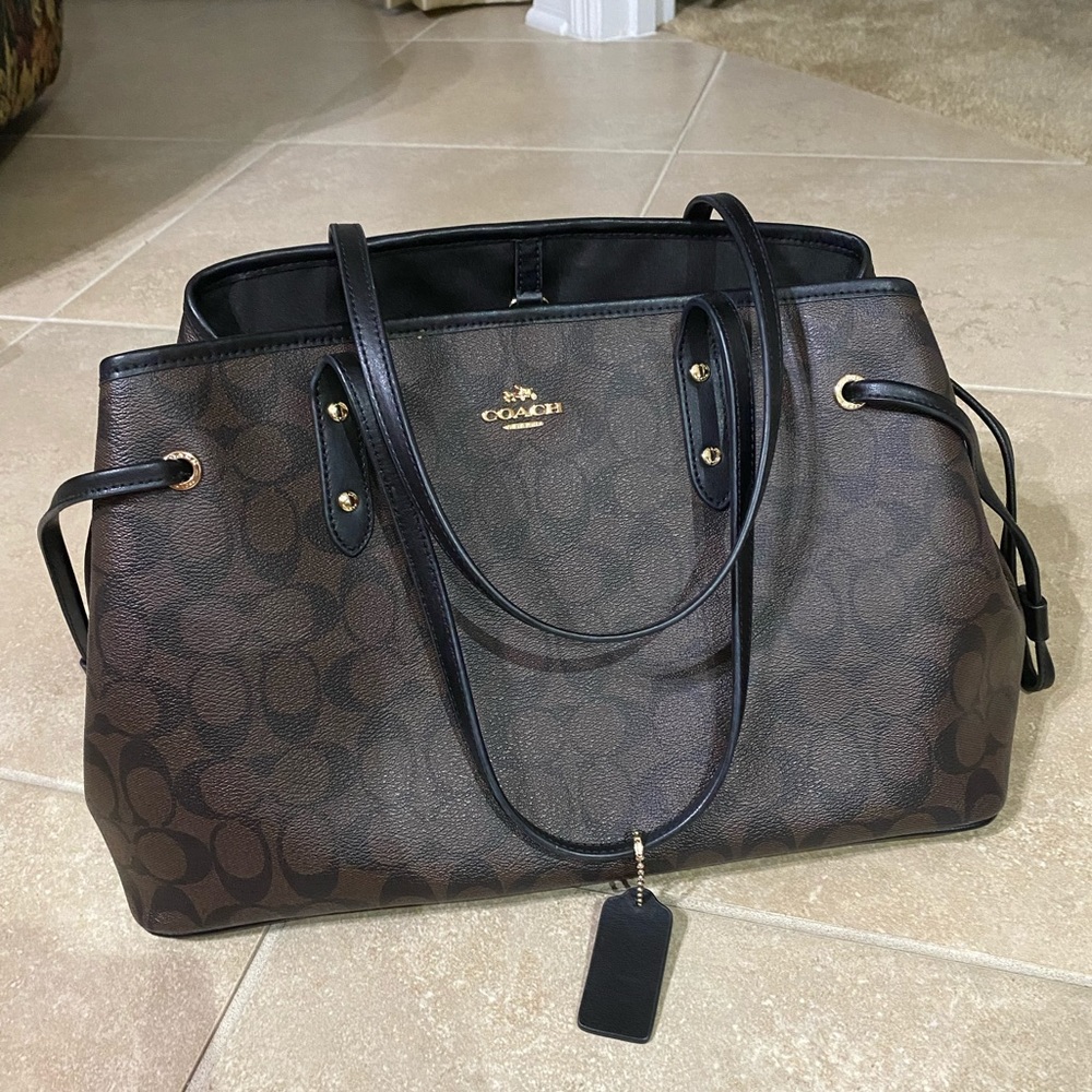 Coach Caryall Signature Drawstring Purse